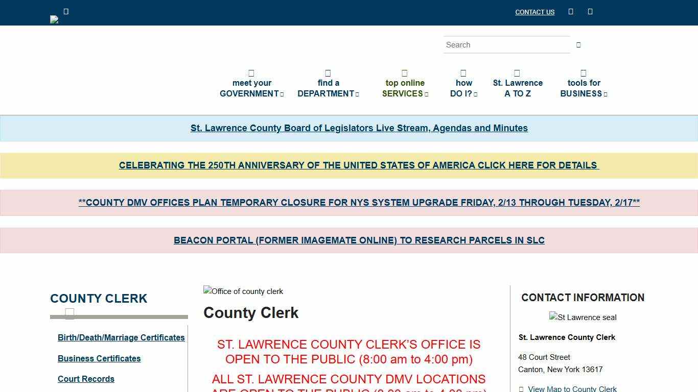 County Clerk St. Lawrence County